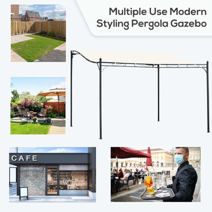 10 feet x 13 feet Outdoor Pergola Gazebo, Steel Patio Canopy with Weather-Resistant Fabric and Drainage Holes, Cream White