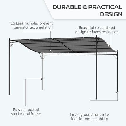 10 feet x 13 feet Outdoor Pergola Gazebo, Steel Patio Canopy with Weather-Resistant Fabric and Drainage Holes, Cream White