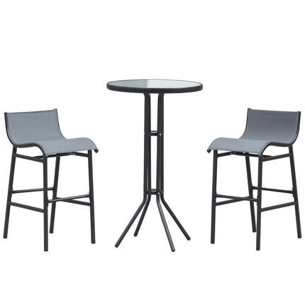 3 Piece Bar Height Outdoor Bistro Set for 2, Charcoal Gray