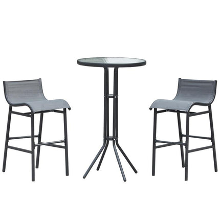 3 Piece Bar Height Outdoor Bistro Set for 2, Charcoal Gray