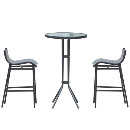 3 Piece Bar Height Outdoor Bistro Set for 2, Charcoal Gray