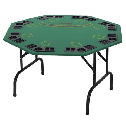 Soozier Poker Table Foldable, 47 inch Octagon Blackjack Poker Game Table for 8 Players with Cup Holders and Chips Tray, Green Felt