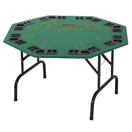 Soozier Poker Table Foldable, 47 inch Octagon Blackjack Poker Game Table for 8 Players with Cup Holders and Chips Tray, Green Felt