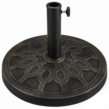 18 inch 26 lbs Round Resin Umbrella Base Stand Market Parasol Holder with Beautiful Decorative Pattern & Easy Setup