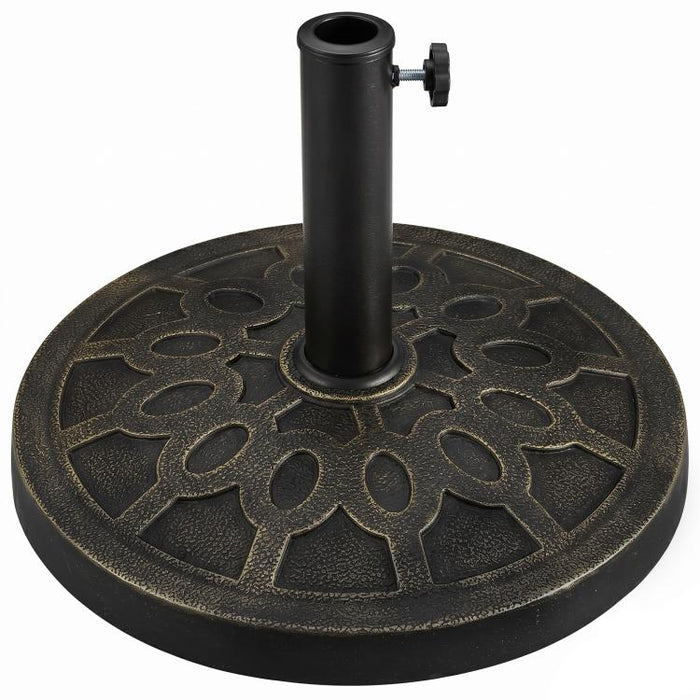 18 inch 26 lbs Round Resin Umbrella Base Stand Market Parasol Holder with Beautiful Decorative Pattern & Easy Setup