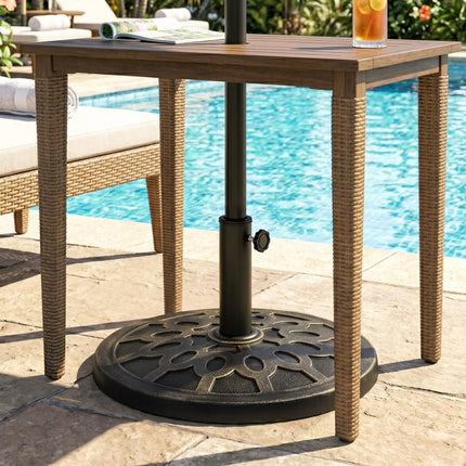 18 inch 26 lbs Round Resin Umbrella Base Stand Market Parasol Holder with Beautiful Decorative Pattern & Easy Setup