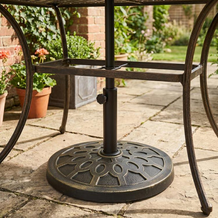 18 inch 26 lbs Round Resin Umbrella Base Stand Market Parasol Holder with Beautiful Decorative Pattern & Easy Setup