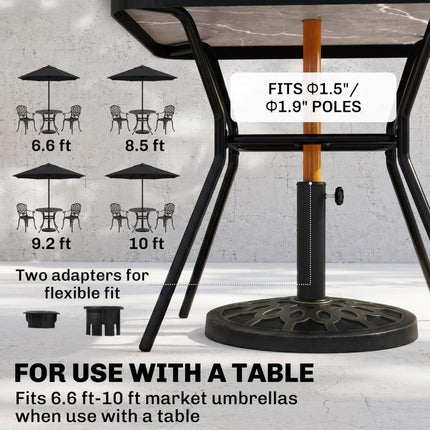 18 inch 26 lbs Round Resin Umbrella Base Stand Market Parasol Holder with Beautiful Decorative Pattern & Easy Setup