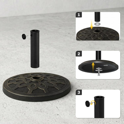 18 inch 26 lbs Round Resin Umbrella Base Stand Market Parasol Holder with Beautiful Decorative Pattern & Easy Setup