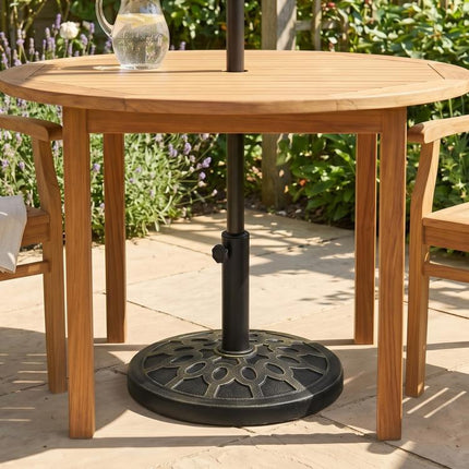 18 inch 26 lbs Round Resin Umbrella Base Stand Market Parasol Holder with Beautiful Decorative Pattern & Easy Setup