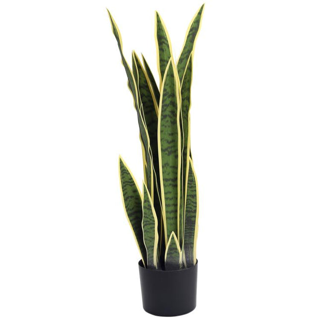 Plante Artificielle Sansevieria 77 cm avec 21 Feuilles Ajustables et Pot, Facile à Nettoyer, pour Bureau, Chambre, Vert