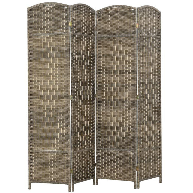 4-Panel Wooden Indoor Room Divider – Foldable Screen for Living Room or Bedroom (180 x 180 cm, Dark Oak)