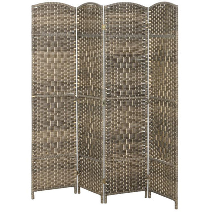 4-Panel Wooden Indoor Room Divider – Foldable Screen for Living Room or Bedroom (180 x 180 cm, Dark Oak)