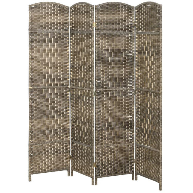 4-Panel Wooden Indoor Room Divider – Foldable Screen for Living Room or Bedroom (180 x 180 cm, Dark Oak)