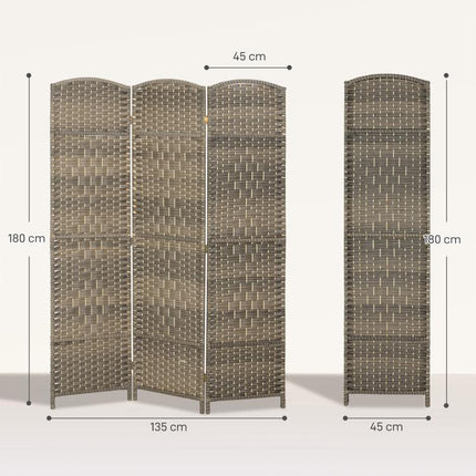 4-Panel Wooden Indoor Room Divider – Foldable Screen for Living Room or Bedroom (180 x 180 cm, Dark Oak)