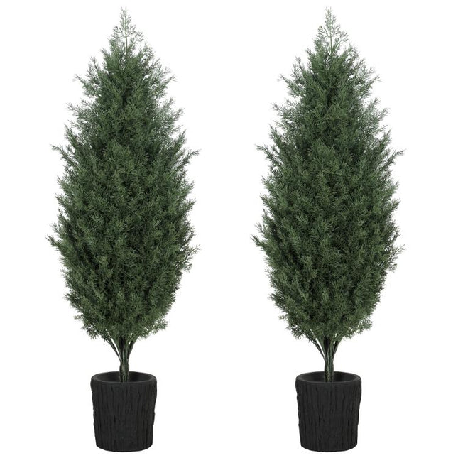 4ft Artificial Christmas Tree Set of 2, UV Resistant Faux Cedar Tree