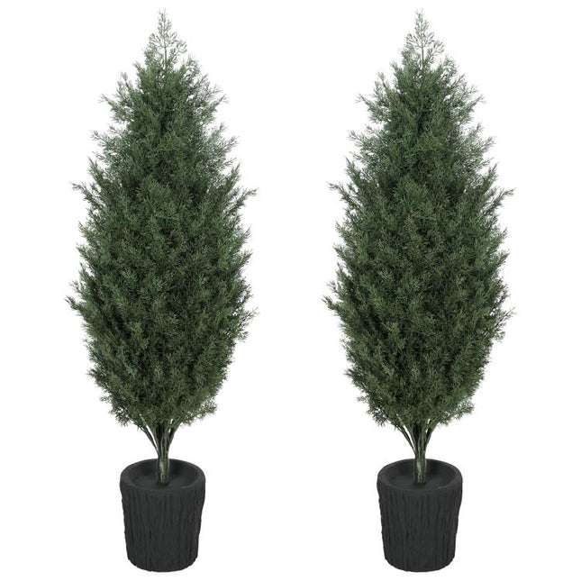 4ft Artificial Christmas Tree Set of 2, UV Resistant Faux Cedar Tree
