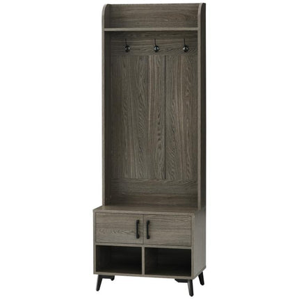 Perchero con Zapatero Perchero Entrada Recibidor con 3 Ganchos 2 Puertas 2 Compartimientos y Estante 60x34x170 cm Gris