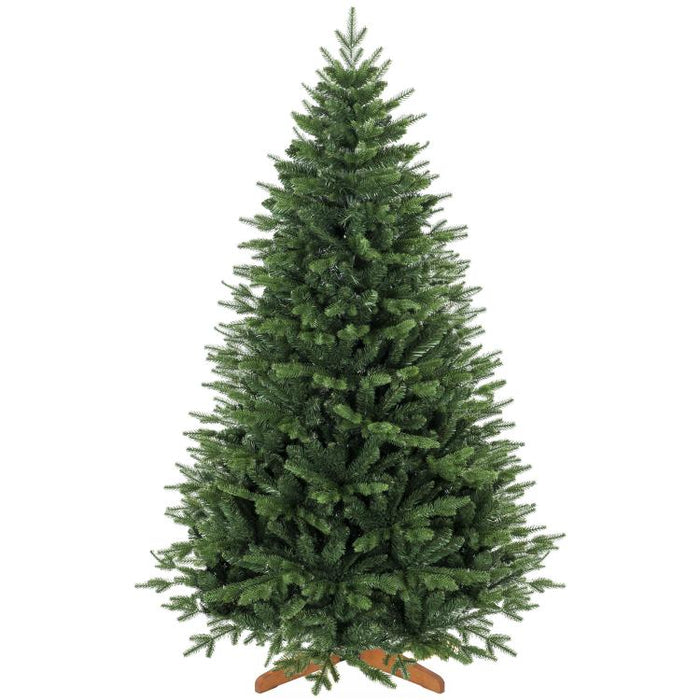 Künstlicher Weihnachtsbaum 180 cm mit Kiefernholzst?nder, Nordic-Tanne mit Klappsystem, 889 Zweigspitzen, Grün