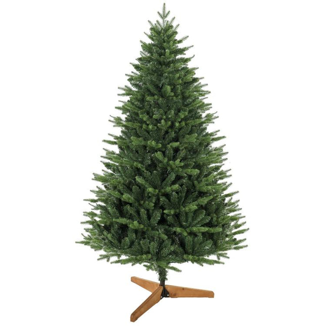 Künstlicher Weihnachtsbaum 180 cm mit Kiefernholzst?nder, Nordic-Tanne mit Klappsystem, 889 Zweigspitzen, Grün