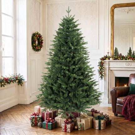 Künstlicher Weihnachtsbaum 180 cm mit Kiefernholzst?nder, Nordic-Tanne mit Klappsystem, 889 Zweigspitzen, Grün