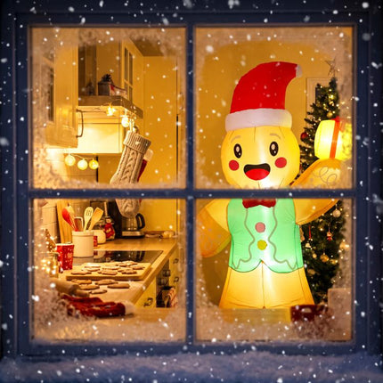 Inflatable Christmas gingerbread man with gift box, 2.5 m