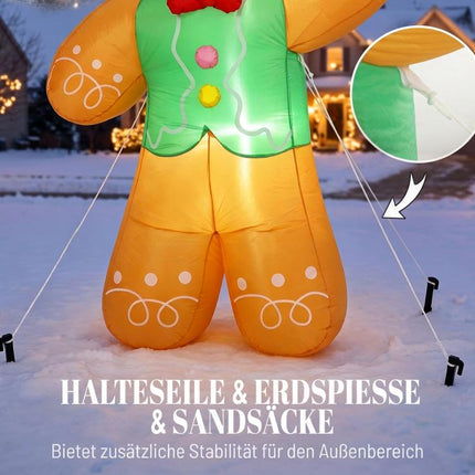 Inflatable Christmas gingerbread man with gift box, 2.5 m