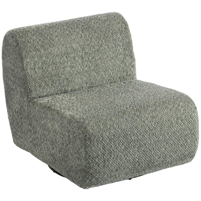 Swivel lounge chair with a chenille look and wide seat