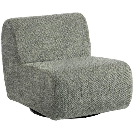 Swivel lounge chair with a chenille look and wide seat