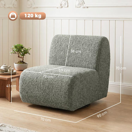 Swivel lounge chair with a chenille look and wide seat