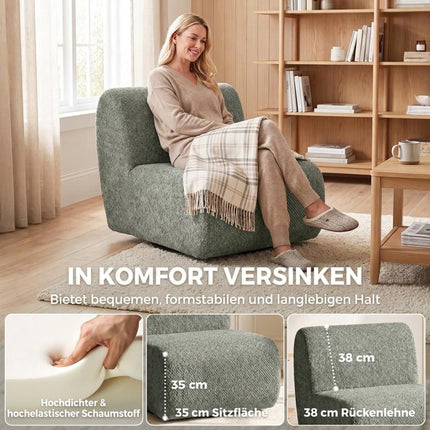 Swivel lounge chair with a chenille look and wide seat