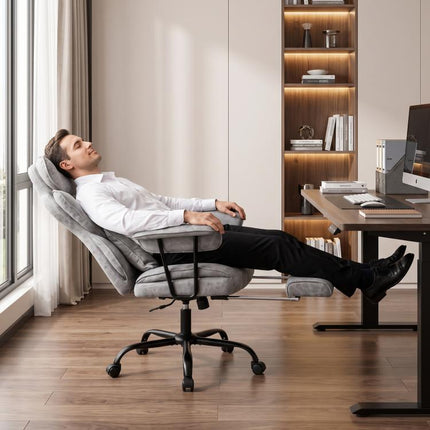 Bürostuhl mit 6-Punkt-Massage und W?rme, Schreibtischstuhl, Grau