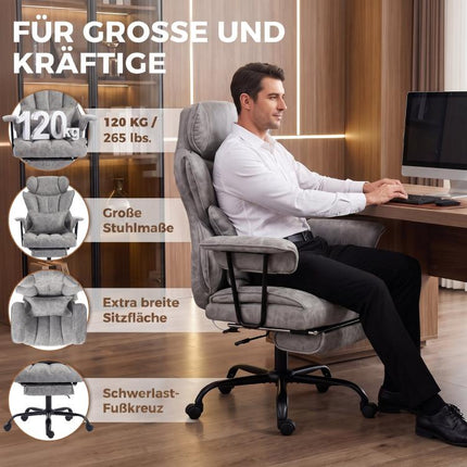 Bürostuhl mit 6-Punkt-Massage und W?rme, Schreibtischstuhl, Grau