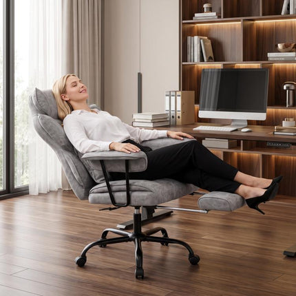 Bürostuhl mit 6-Punkt-Massage und W?rme, Schreibtischstuhl, Grau