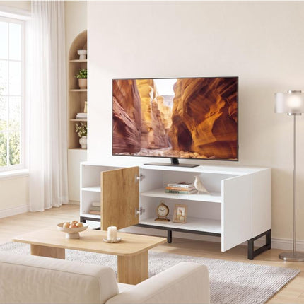 TV Stand for TVs up to 55 Inches, Modern Low-Profile TV Unit, White