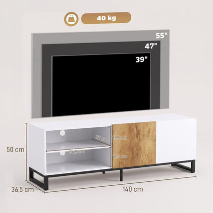 TV Stand for TVs up to 55 Inches, Modern Low-Profile TV Unit, White