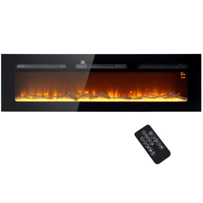 Electric Fireplace with Heater (1800 W), LED 3D Flame Effect, 152.4 cm, Black