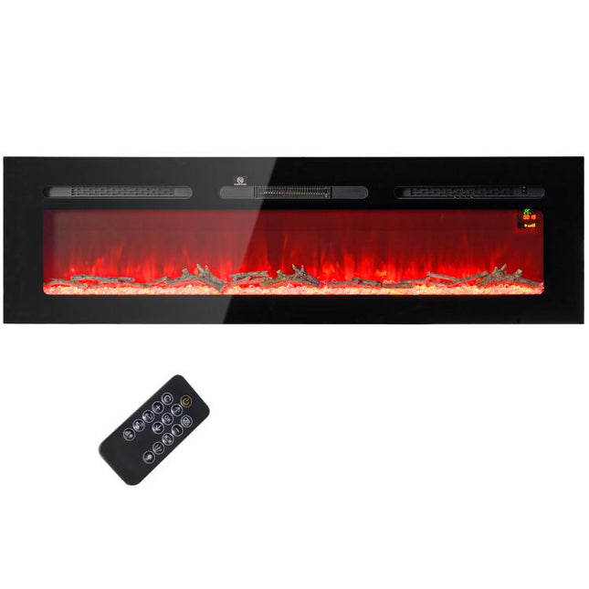 Electric Fireplace with Heater (1800 W), LED 3D Flame Effect, 152.4 cm, Black