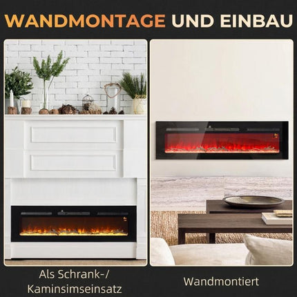 Electric Fireplace with Heater (1800 W), LED 3D Flame Effect, 152.4 cm, Black