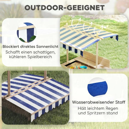 Sandkasten Kinder 106x106 cm H?henverstellbar Abdeckung Blau