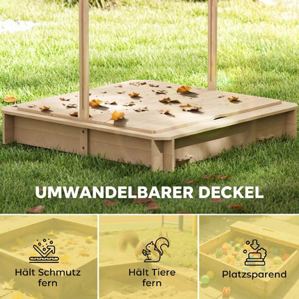 Sandkasten Kinder 106x106 cm H?henverstellbar Abdeckung Blau