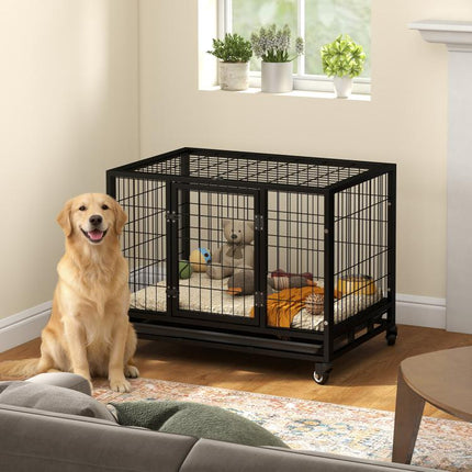 Indoor/Outdoor Puppy Playpen/Cage with Wheels 92×62×75cm