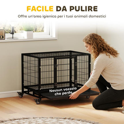Indoor/Outdoor Puppy Playpen/Cage with Wheels 92×62×75cm