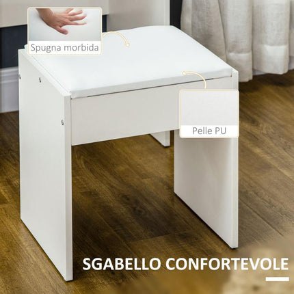Makeup Vanity with Mirror, Dressing Table, Stool, 4 Drawers and 4 Shelves, White