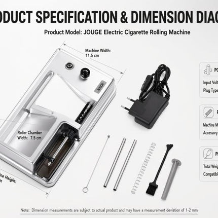 Automatic tobacco filling machine, practical cigarette rolling device for 6.5 mm and 8 mm tubes, handy smoking accessory, ideal gift idea for birthdays and Christmas celebrations.