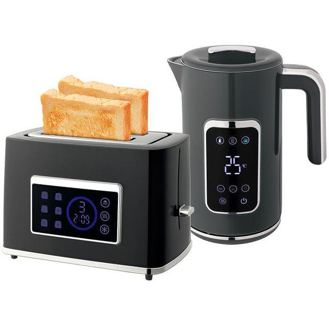 Touch Screen Kettle and Toaster Set - Grey