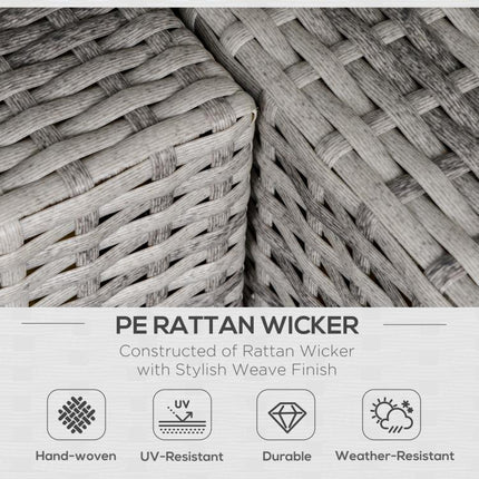 Outdoor PE Rattan Corner Sofa, Garden Wicker Furniture Single Sofa Chair w/ Cushions, Light Grey