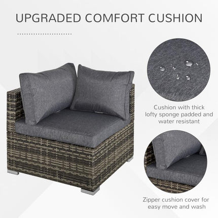 Outdoor PE Rattan Corner Sofa, Garden Wicker Furniture Single Sofa Chair w/ Cushions, Deep Grey