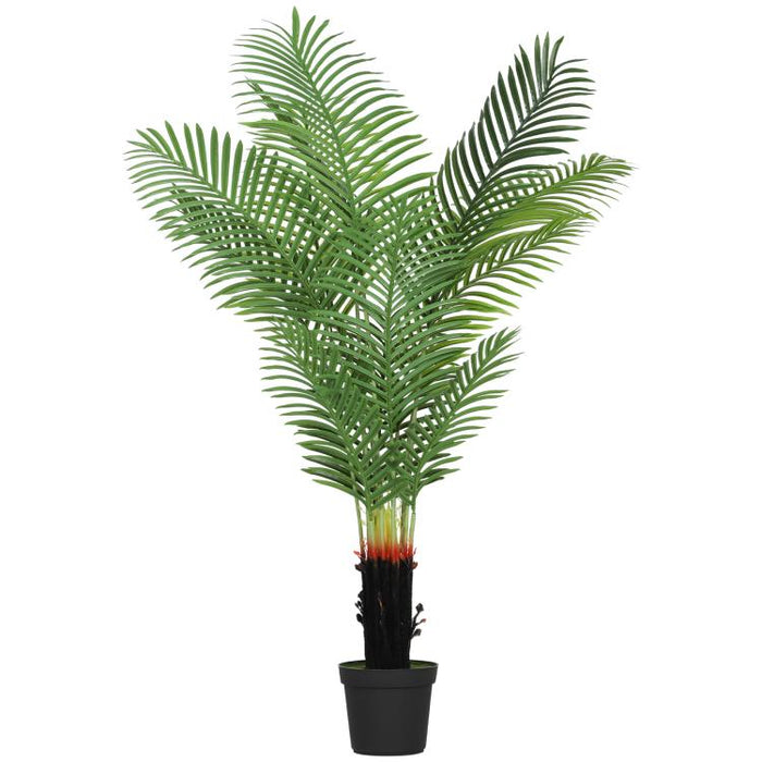 150cm Artificial Areca Palm Tree with 12 PE Leaves, Decorative Artificial Plant with Plastic Pot and Flocked Soil, Fake Plant for Home Office Decor, Green