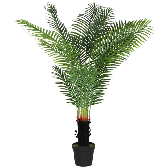 150cm Artificial Areca Palm Tree with 12 PE Leaves, Decorative Artificial Plant with Plastic Pot and Flocked Soil, Fake Plant for Home Office Decor, Green